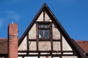 chimney on the background of the facade of the fachwerkhouse