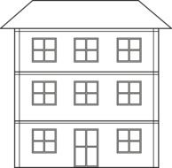 Colourless drawing of house