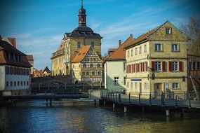 view from the river to the architecture of the city of bamberg