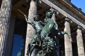 bronze horse reiter fighting lion, sculpture, germany, berlin