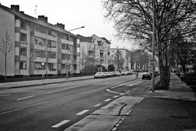 black and white photo of the street in Neuhausen