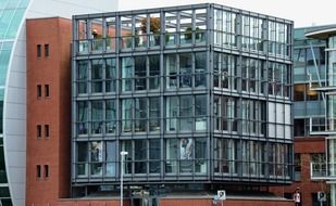 glass in the architecture of bright Dusseldorf