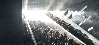 crowd of people on the stairs