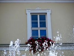 Water drops at the background of the building