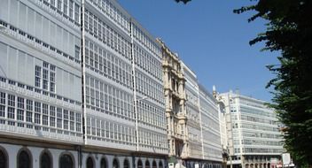 White city buildings in A Coruna, Spain