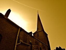 church against the evening sky