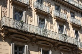 balconies on wall of montpellier building facade