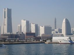 modern city on coast, japan, yokohama
