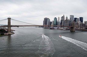 aerial view of Brooklyn bridge