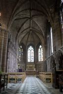 arches in the interior of the catholic cathedral