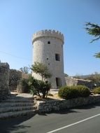 medieval white tower in Cres, Croatia