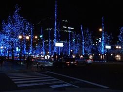 decorative blue lights in japan