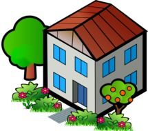 Drawing of a nice two-storey house and trees