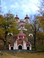 Calvary of Banska Stiavnica at autunum landscape, slovakia