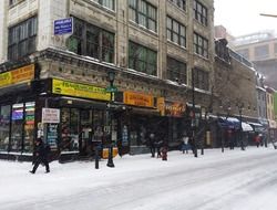 downtown of Philadelphia city in the snow