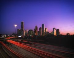 Photo Night traffic in Houston, Texas