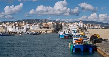 ships in the harbor near the coastline, spain, catalonia