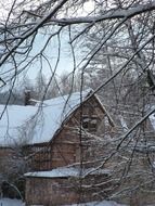 farm house in snow