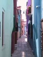 colorful narrow street in the old town of Italy