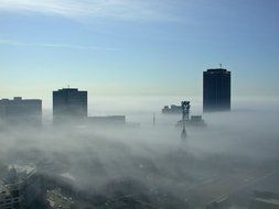 new york city in the fog
