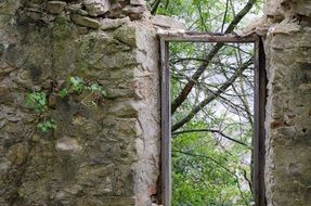 Ruins of the door of old architecture