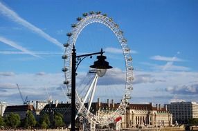 Colorful London Eye near the Thames river