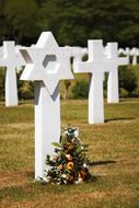 landscape of american army cemetery crosses