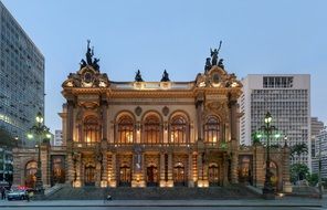 Ancient municipal theatre evening view