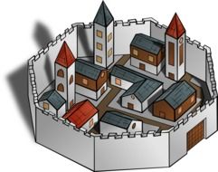 city wall buildings drawing