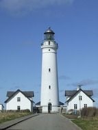 road to Hirtshals lighthouse at sunny day, denmark