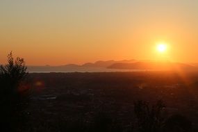 orange sunset at Mediterranean Sea in Italy