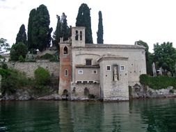 view of the building on the shores of lake garda