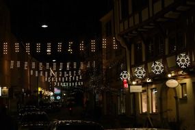 alley with christmas decoration