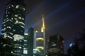 city lamps skyscrapers