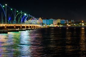 bridge lights night water view