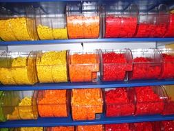 Lego bricks in boxes