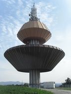 vodojem, scenic water tower with antennas at sky, czech, teplice