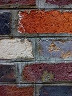 multi-colored brick wall close-up