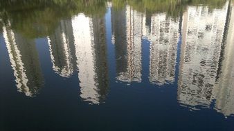 Reflection of skyscrapers in the lake in Brazil