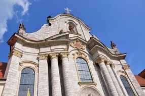 sculptures on the facade of the cathedral in Munich, Germany