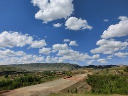 panoramic view of road construction in nature