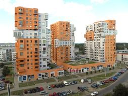 apartment buildings with orange walls in poland