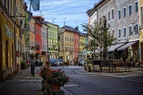 scenic old town square, germany, bavaria, teisendorf