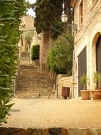 architecture of the buildings and stairs in majorca, spain