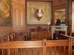 court interior with bust