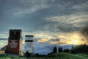 cloudy sky over elevators in St. Albert