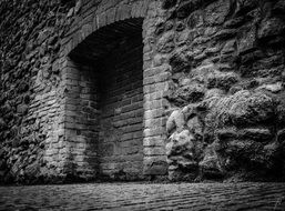 bratislava town, historical building, black and white