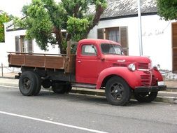 red truck on the road, south africa, cape town