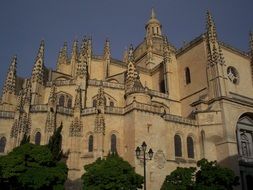 Cathedral as an architectural monument in the city of Segovia in Spain