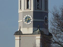 gray church clock tower